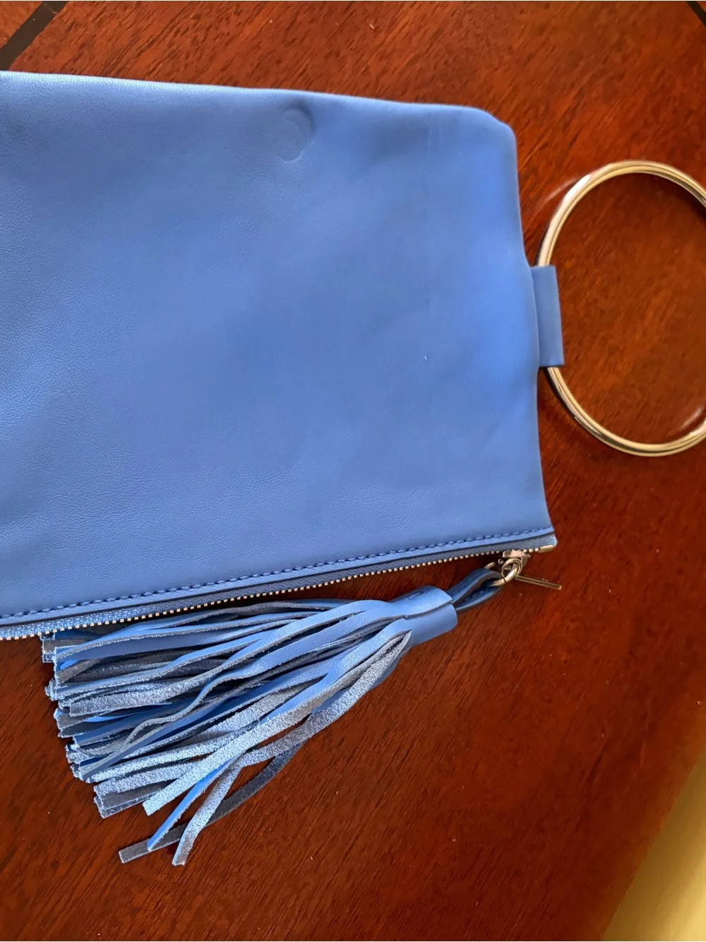Thacker Nolita Cerulian Surf Blue Leather Purse/Wristlet with Tassel